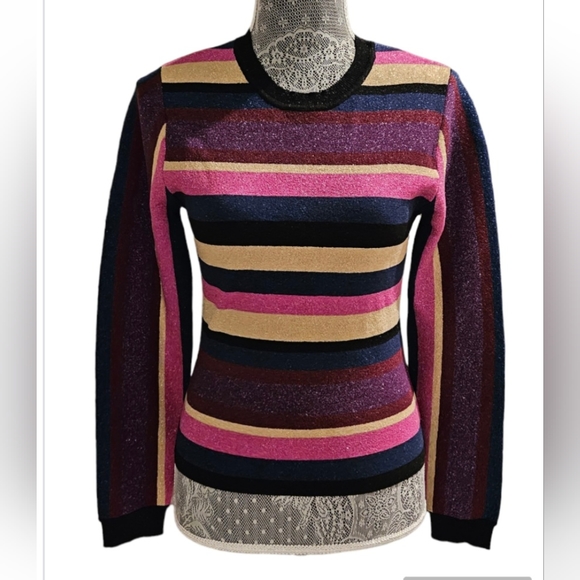 Rachel Roy Metallic Strappy Back Sweater sz L - Picture 4 of 10